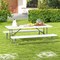 Folding Picnic Table Set with Metal Frame and All-Weather HDPE Tabletop, Umbrella Hole - 72" x 64" x 29" (L x W x H)